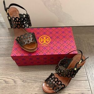 Tory Burch Nori Black Patent Sandals